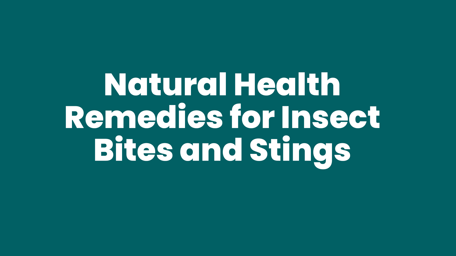 Natural Health Remedies for Insect Bites and Stings