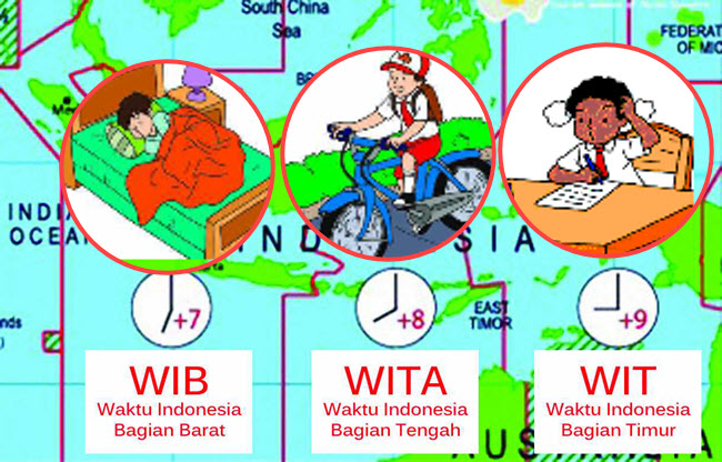 Perbedaan waktu indonesia barat wib dengan waktu indonesia timur wit adalah