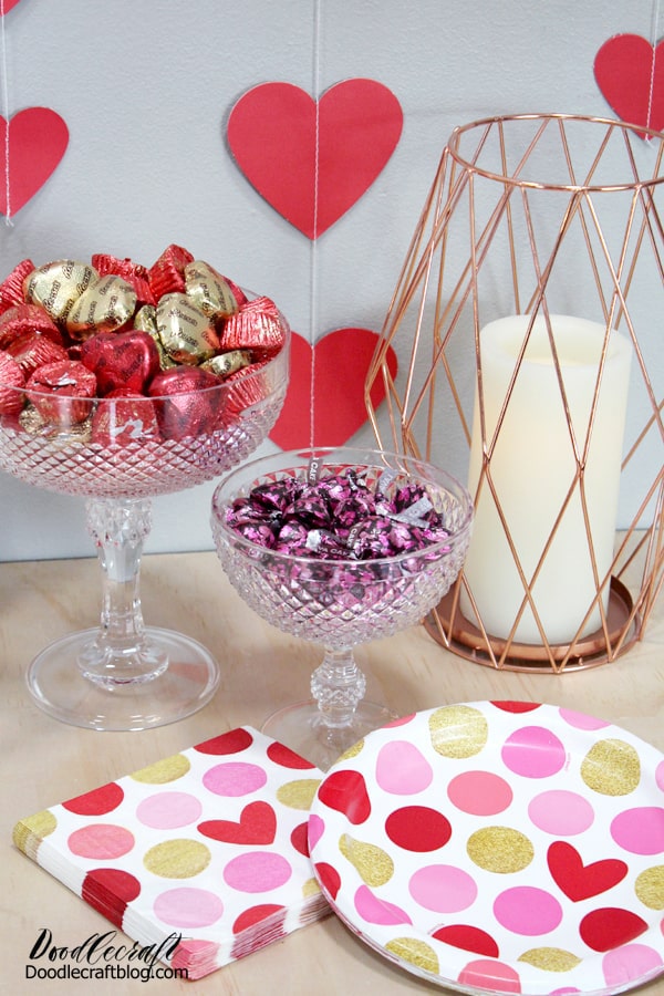 Rose gold and hearts are the perfect decor for a Happy Galentine's Party!