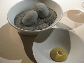 San Sebastian - Mugaritz - boiled potato rolled in volcanic ash with mayo