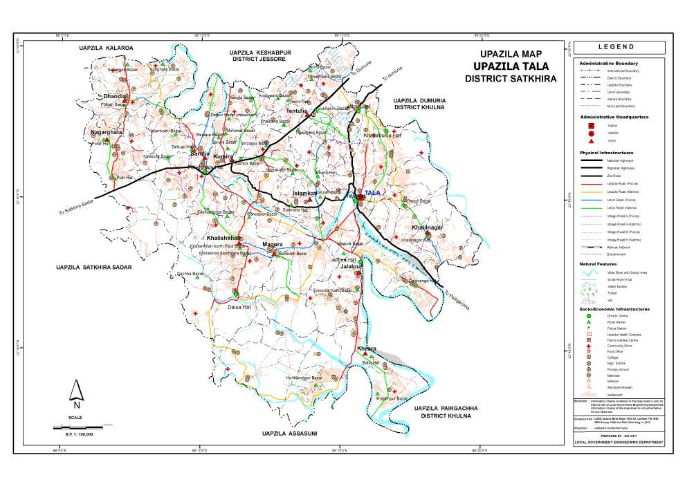 Tala Upazila Map Satkhira District Bangladesh