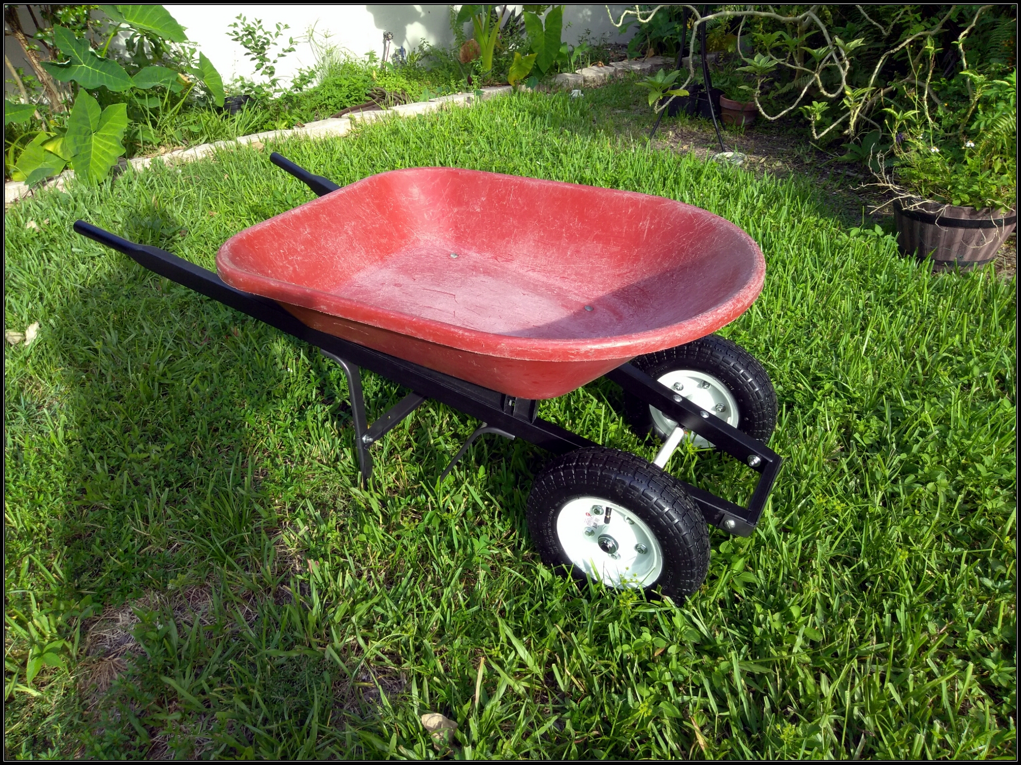 DIY Single Wheel to Two Wheel Wheelbarrow conversion