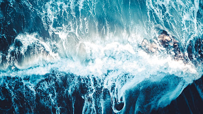 Blue wallpaper HD, Sea, Waves, Aerial view