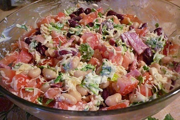 Рецепты Вкусных Домашних Блюд Салат Обжорка с фасолью и
