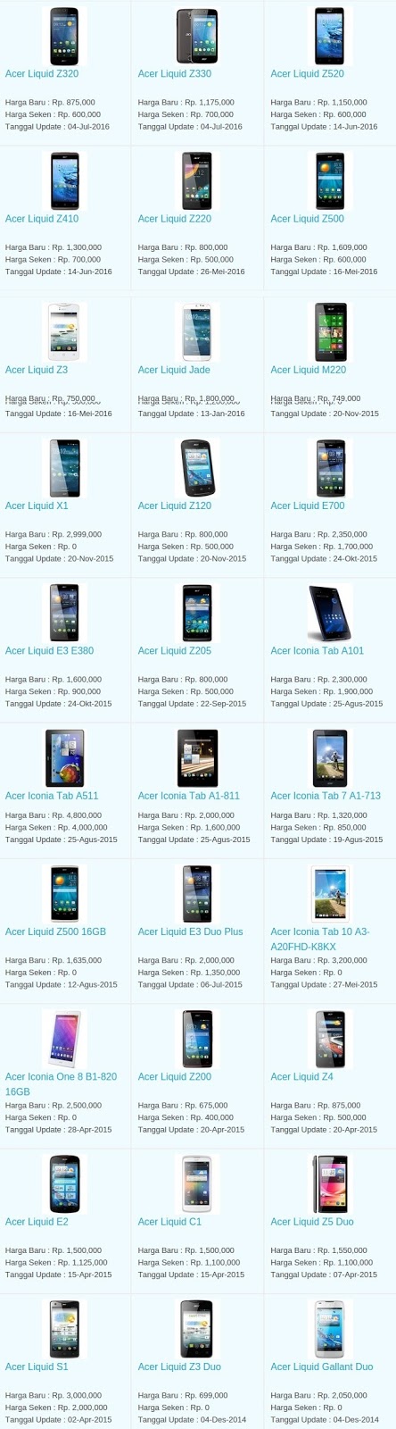 Daftar Harga Hp Terbaru Acer Juli 2016 Daftar Harga Hp Terbaru Acer Juli 2016