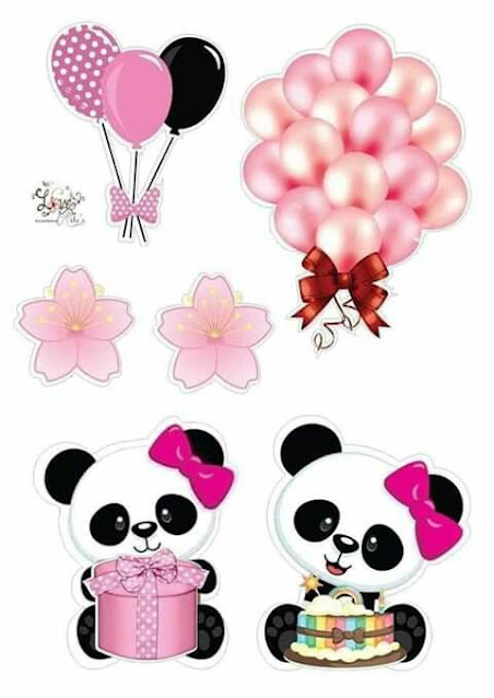 Cute Bear Girl with Pink Bow: Free Printable Cake Toppers.