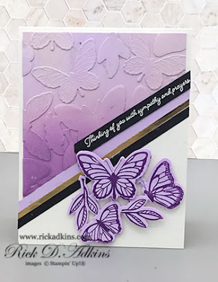 Check out this beautiful Ombre Background using Die Cut Butterflies and your white craft ink pad.  Click here to learn more about how I made this card