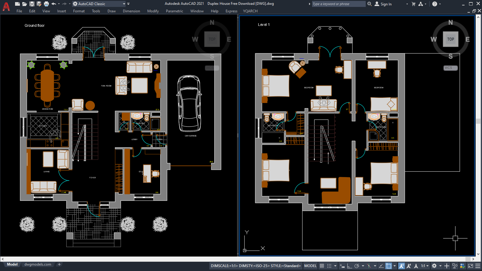 Duplex House Free Download [DWG]