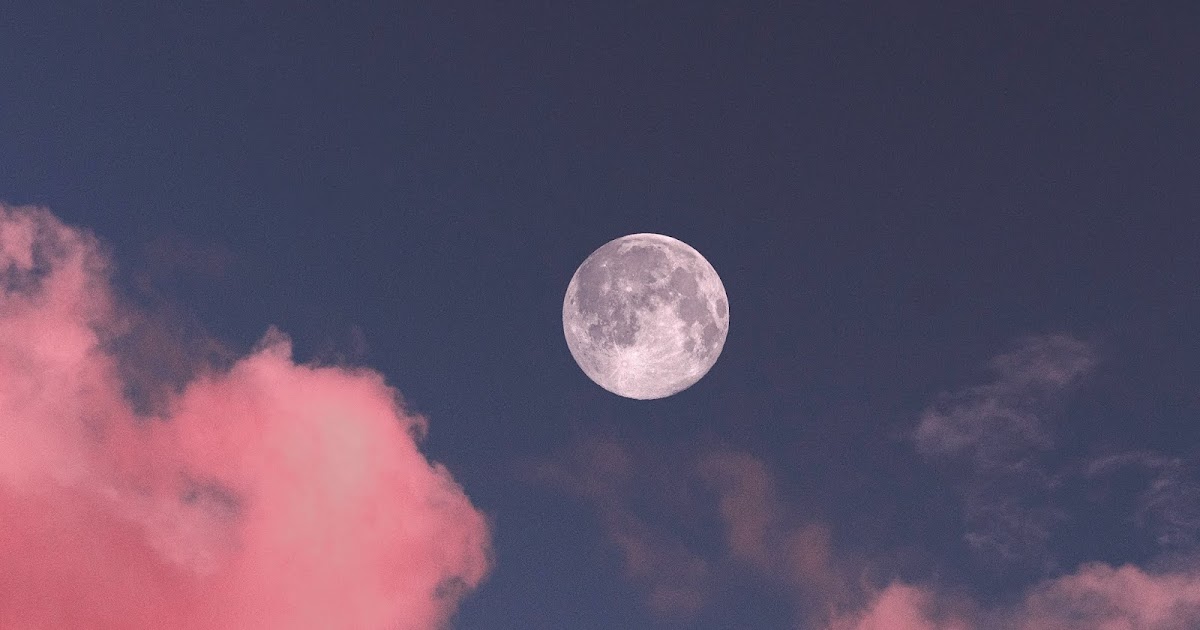 Lua Cheia, Nuvens, Céu, Rosa