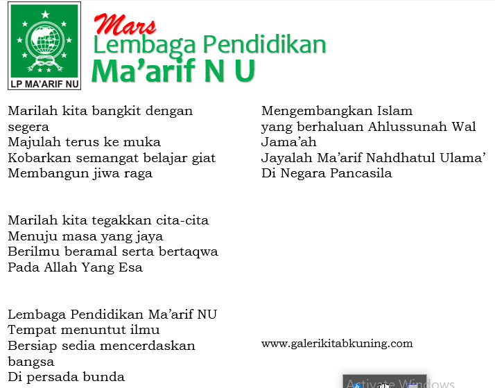 Lirik Mars Lembaga Pendidikan LP Ma'arif NU - Lengkap Teks, Gambar dan Mp3