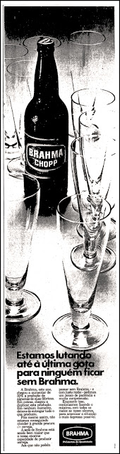 propaganda cerveja Brahma - 1977; os anos 70; propaganda na década de 70; Brazil in the 70s, história anos 70; Oswaldo Hernandez;