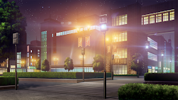 Anime Landscape: Pedestrian Crossing at Night Anime Background