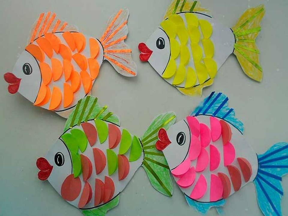 рыбка из бумаги. аппликация. аппликации рыбок из бумаги. аппликации рыбок из бумаги. поделка рыбка для малышей.