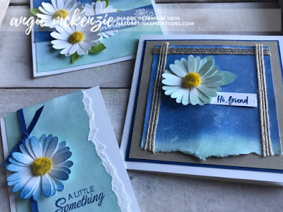 By Angie McKenzie for Nature's INKspirations Tips for Technique Tuesday; Click READ or VISIT to go to my blog for details! Featuring Faux Oxide and Torn Edges techniques with Stampin' Up papers and inks; #fauxoxidetechnique #tornedgestechnique #sponging #stampingtechniques #cardtechniques #abovetheclouds #mediumdaisypunch