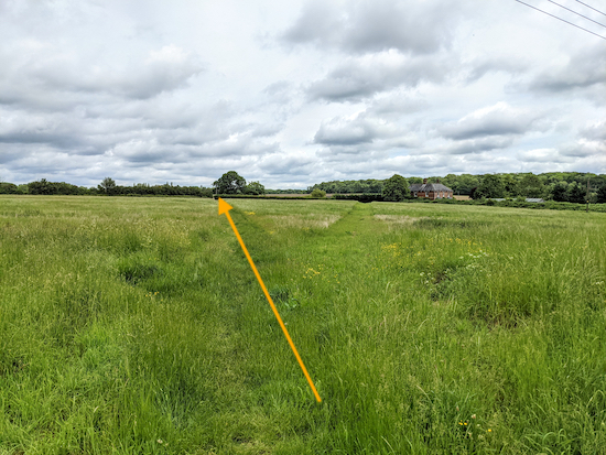 Follow the path diagonally NE across the field Follow the path diagonally NE across the field