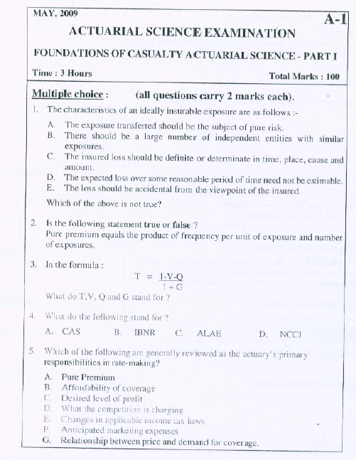 Insurance Institute of India Foundations of Casualty Actuarial Science