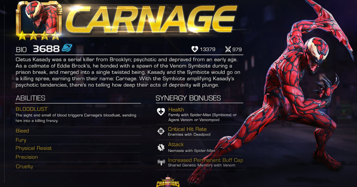 The Venom Site carnage in contest of champions