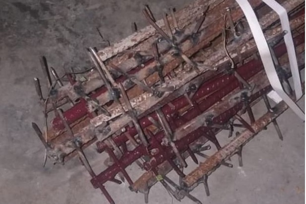 An image passed to the BBC by an Indian military official shows crude weapons purportedly used in the fight