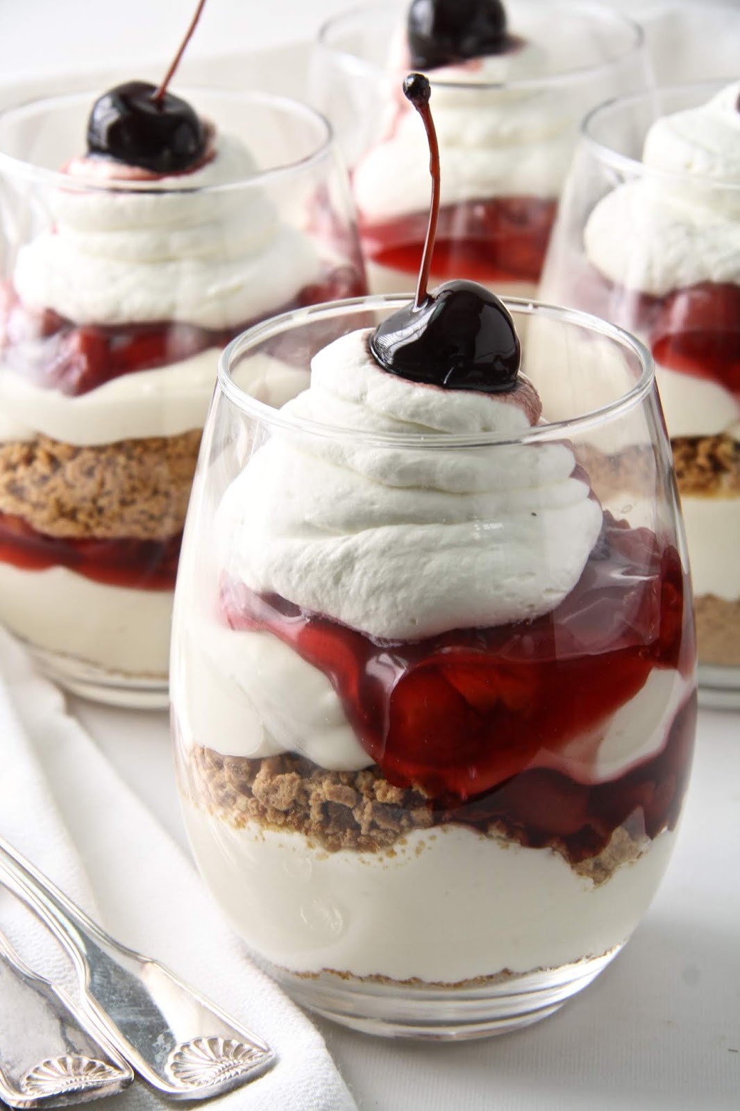 salted sugared spiced™ No Bake Cherries Jubilee Cheesecake Parfaits