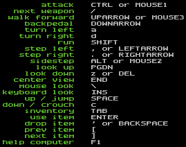 Quake 2 DOS control keys