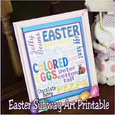 Decorate for Easter with this cute Easter Subway Art printable.  It's a quick and beautiful decoration to put on a Mantel or Easter table for a bit of bright color, springtime fun, and sweet smiles.