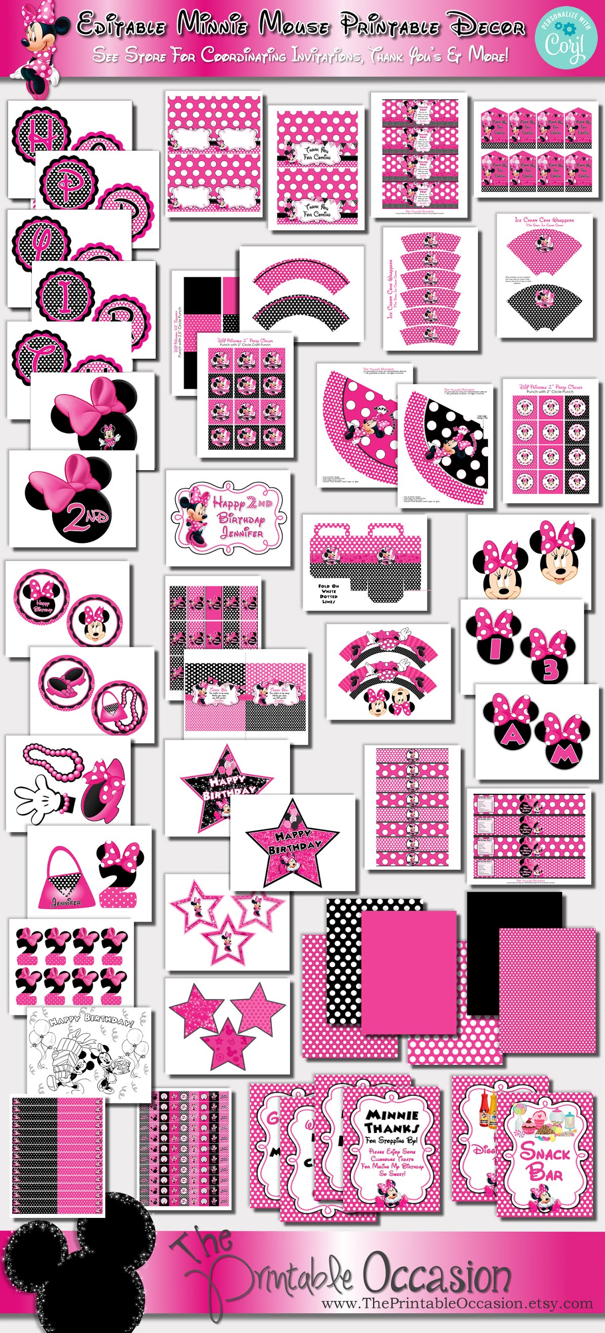 The Printable Occasion - Party Printables: EDITABLE Minnie Mouse Party ...