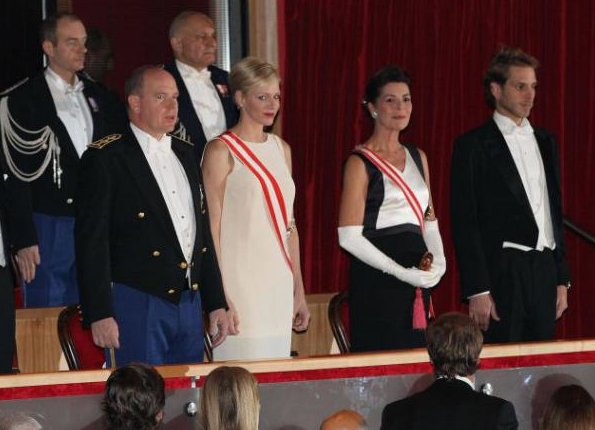 Prince Albert II, Princess Charlene, Princess Caroline, Princess Stephanie, Charlotte Casiraghi and Pierrre Casiraghi