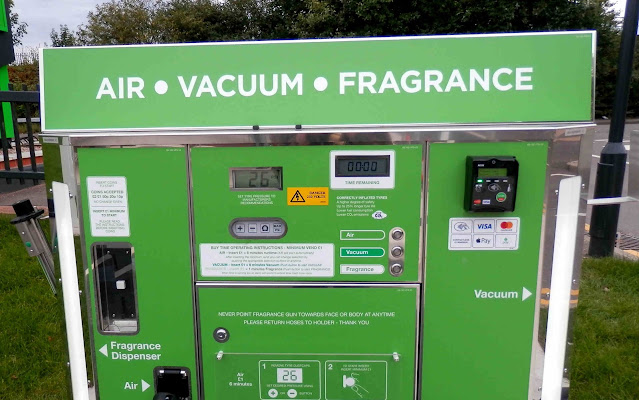 Fragrance machine on petrol forecourt