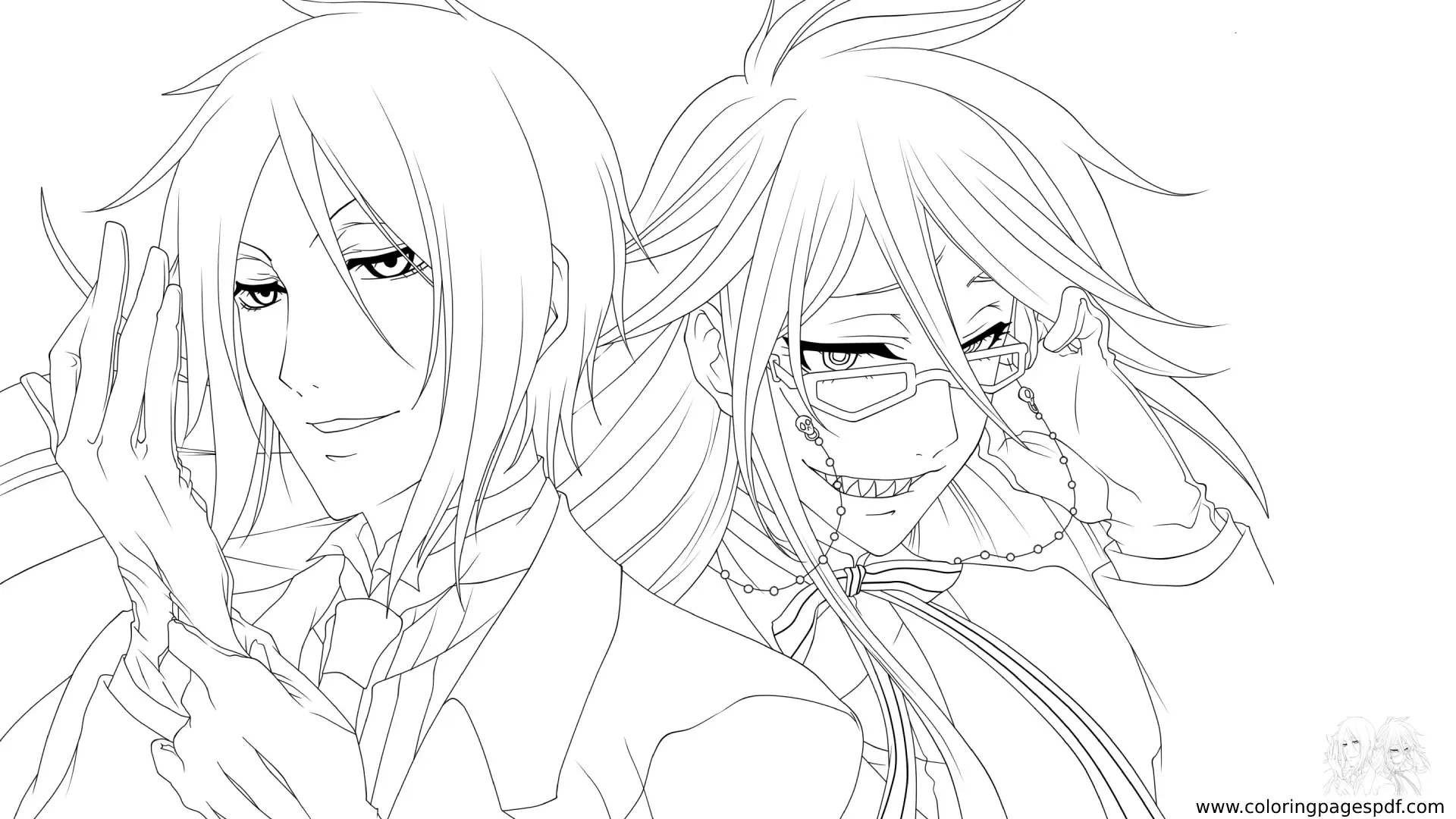 Coloring Page Of Sebastian And - Coloring Pages Anime 23.webp
