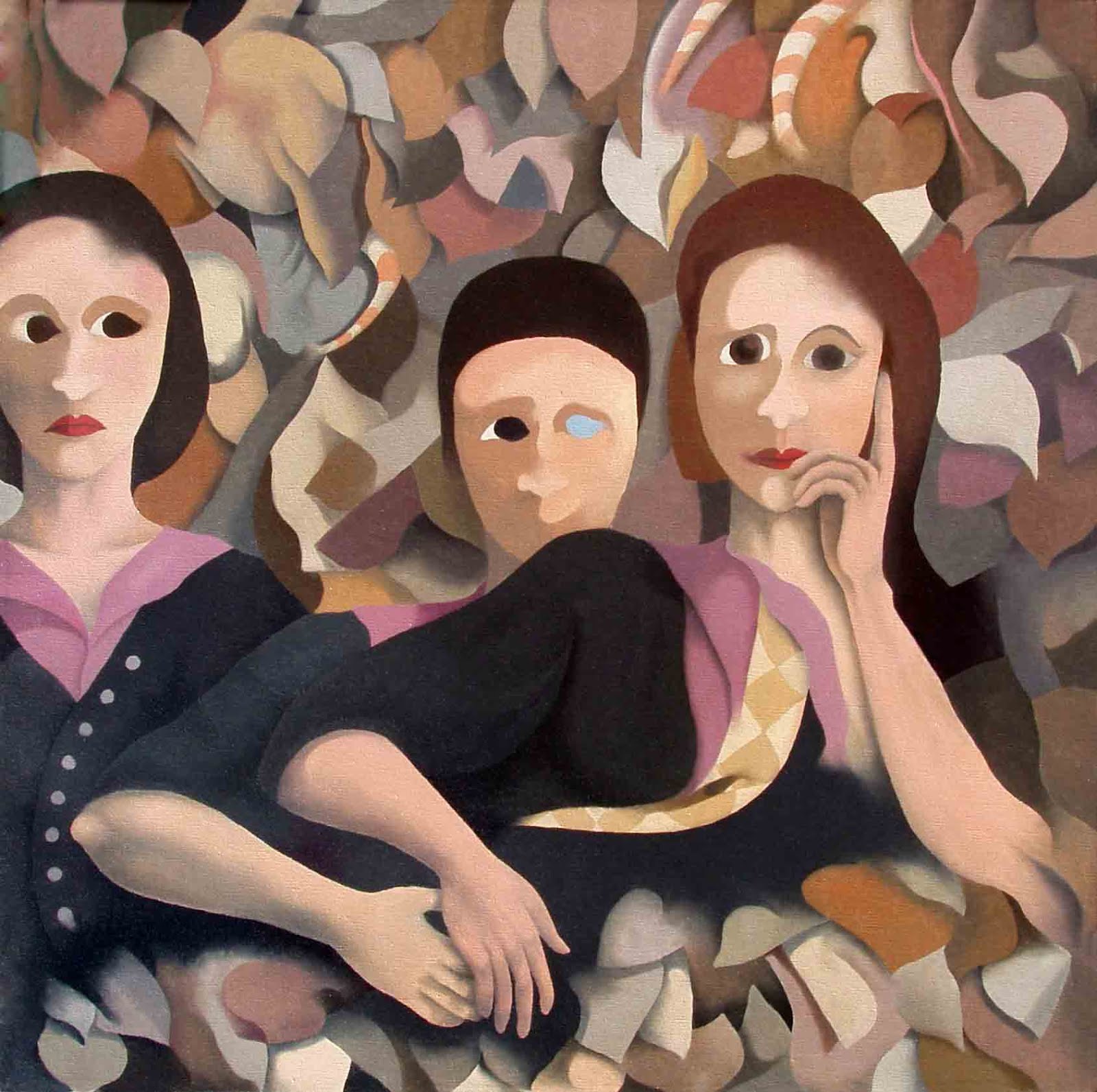 джон каррин (john currin, 1962). снятся три женщины. феличе казорати художник. женщины разных возрастов. подруги.