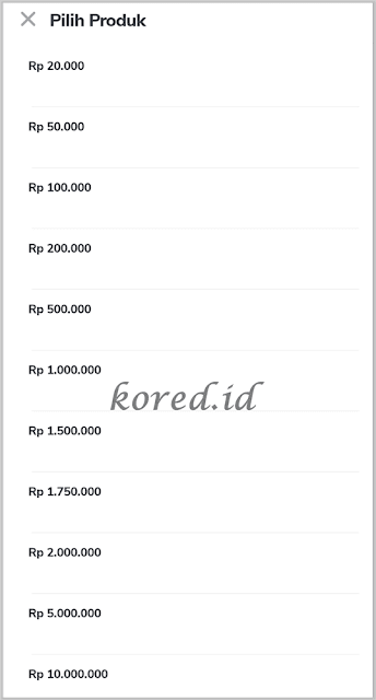 Nominal Top Up OVO di Alfamart