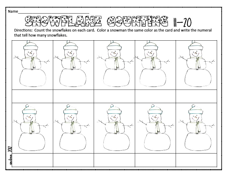 Buggy for First Grade : Snowflake Counting Math Center Freebie