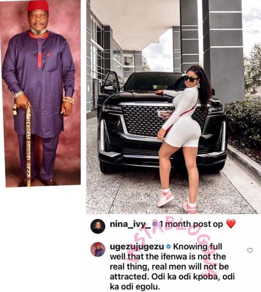 No real men will be attracted to artificial things- Actor Ugezu reacts to Nina Post Surgery Photos