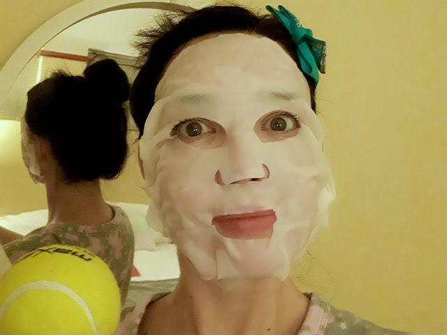 Sheet mask and tennis ball - Lockdown survival spa