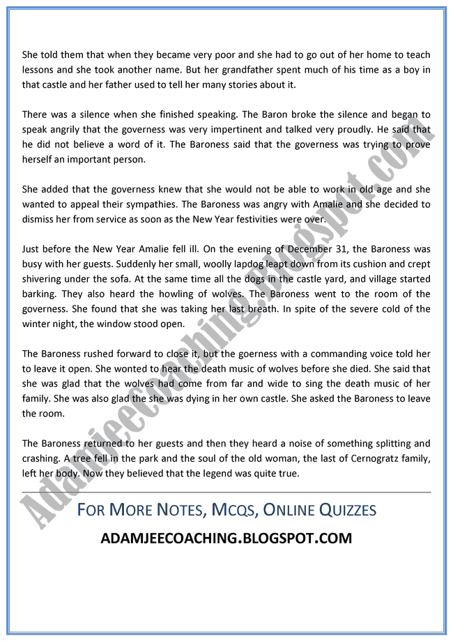 Adamjee Coaching English XI [The Wolves of Cernogratz] Chapter Summary