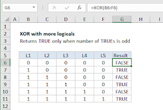 صيغ وشرح استخدام الدالة XOR في برنامج Microsoft Excel