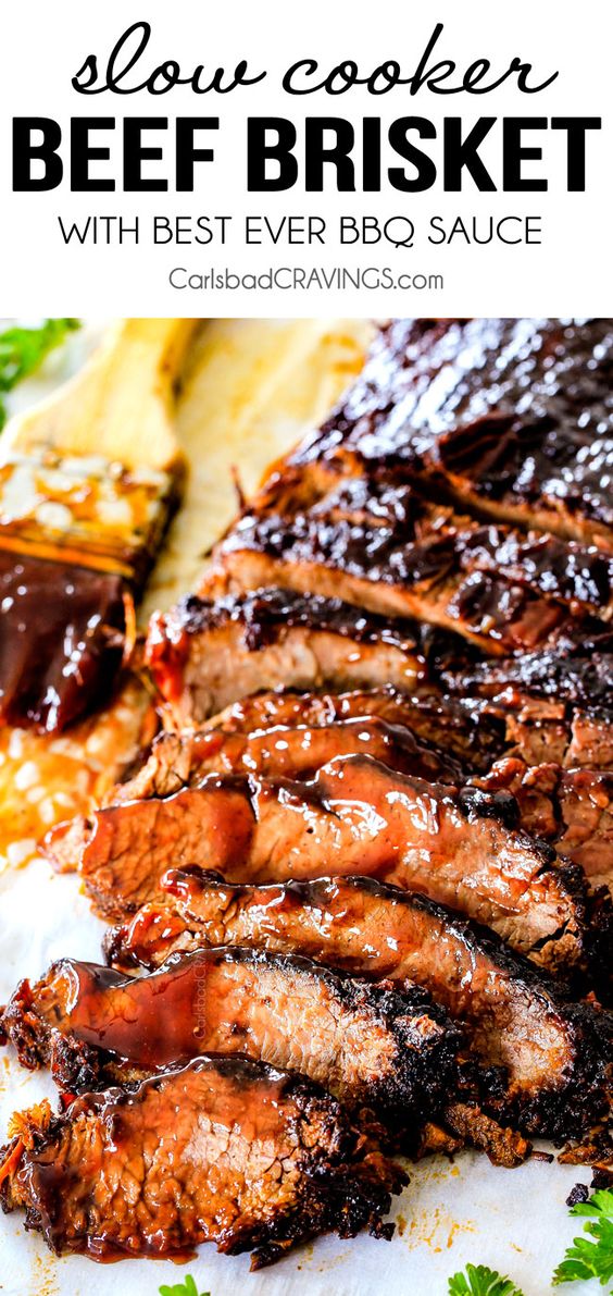 SLOW COOKER BEEF BRISKET WITH BARBECUE SAUCE 