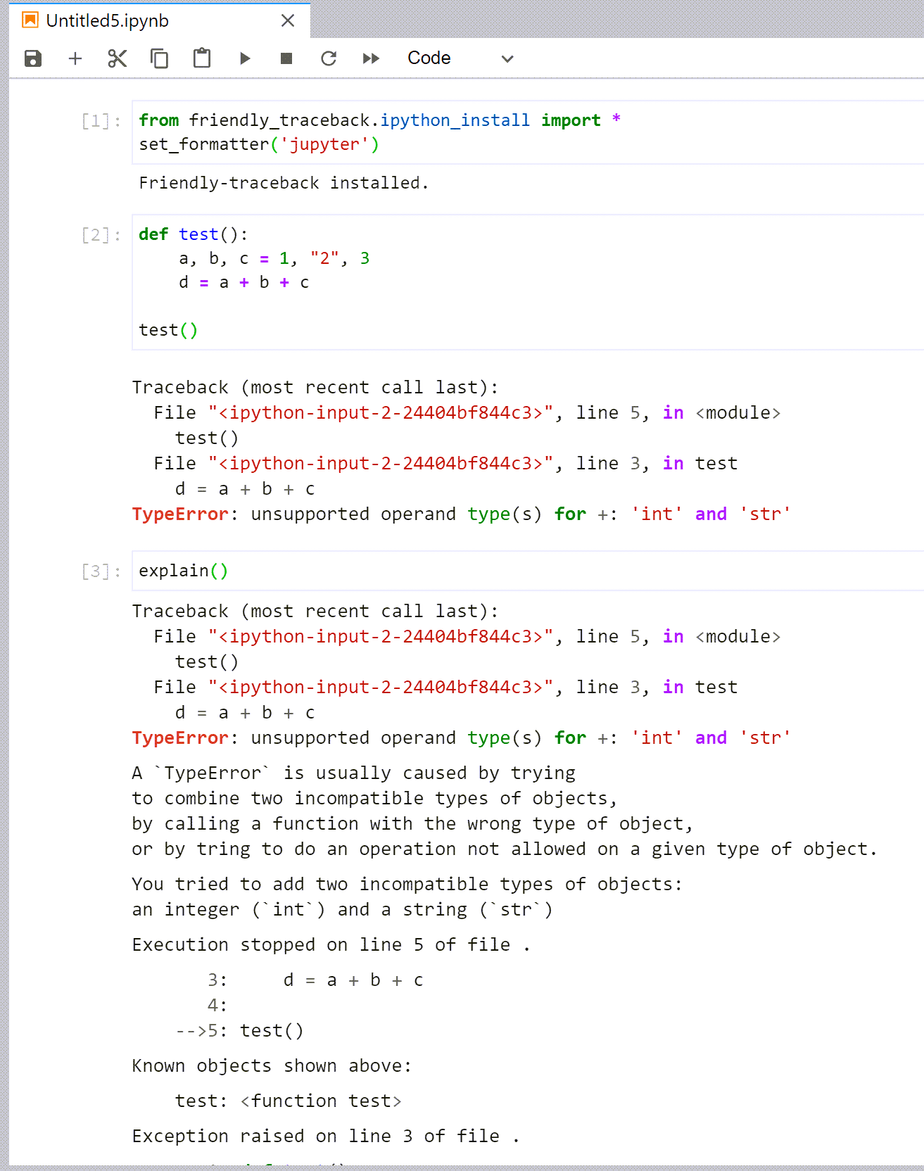 Only Python: IPython and Friendly-traceback