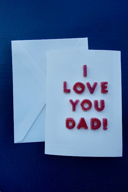Father's Day, crafts for Father's Day, handmade card, silicone mold, glue gun, hot glue alphabet, hot glue letters, I love you Dad, crafts, paper crafts, handmade, blah to TADA
