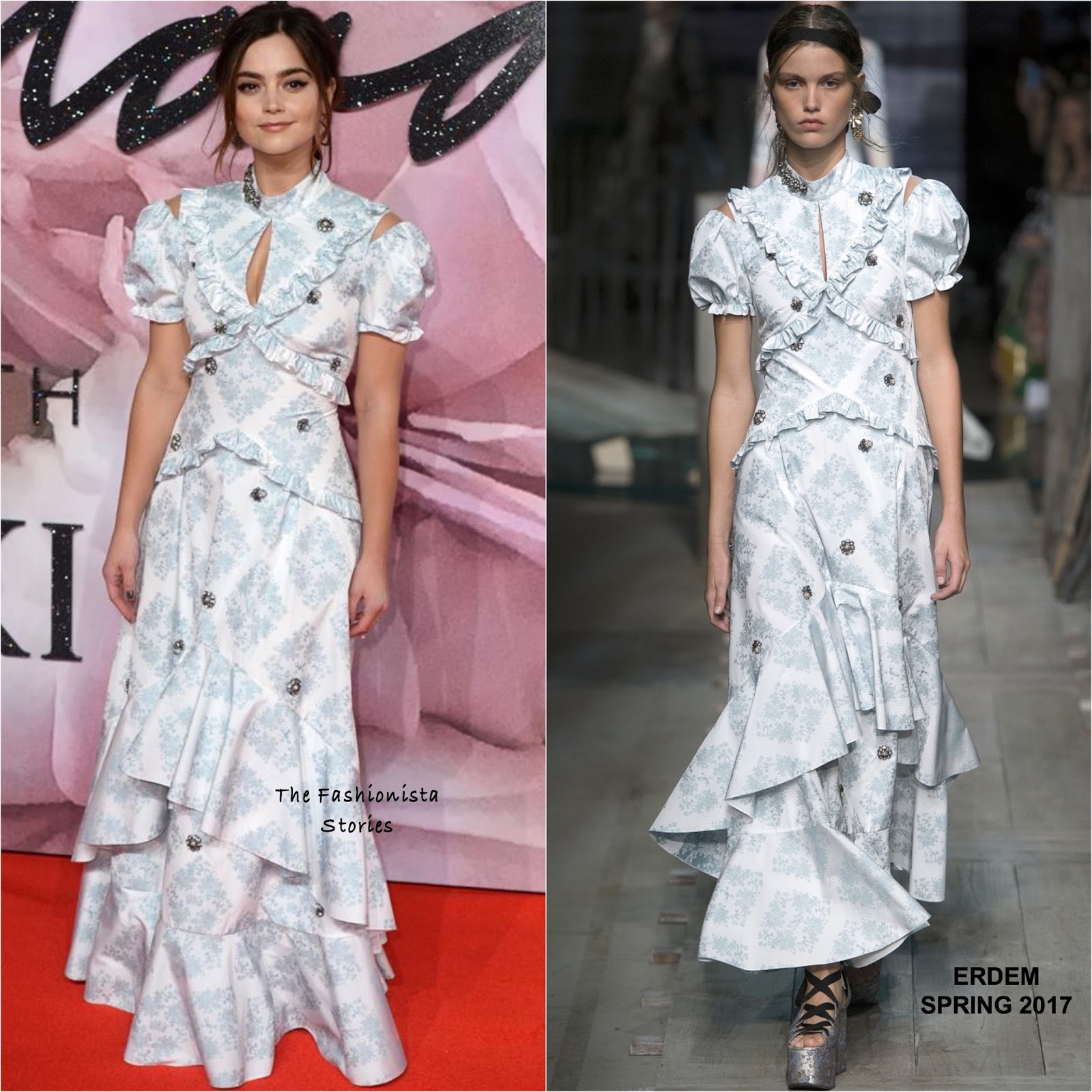Jenna Coleman in Erdem at the 2016 Fashion Awards