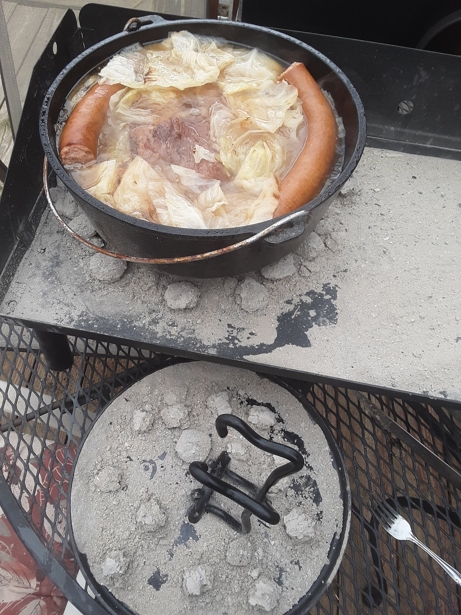 Some Outdoor Cooking Dutch Oven Corned Beef Brisket and Cabbage
