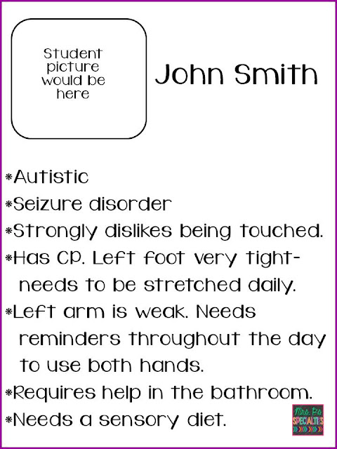 photo example of types of things I include in a student cheat sheet