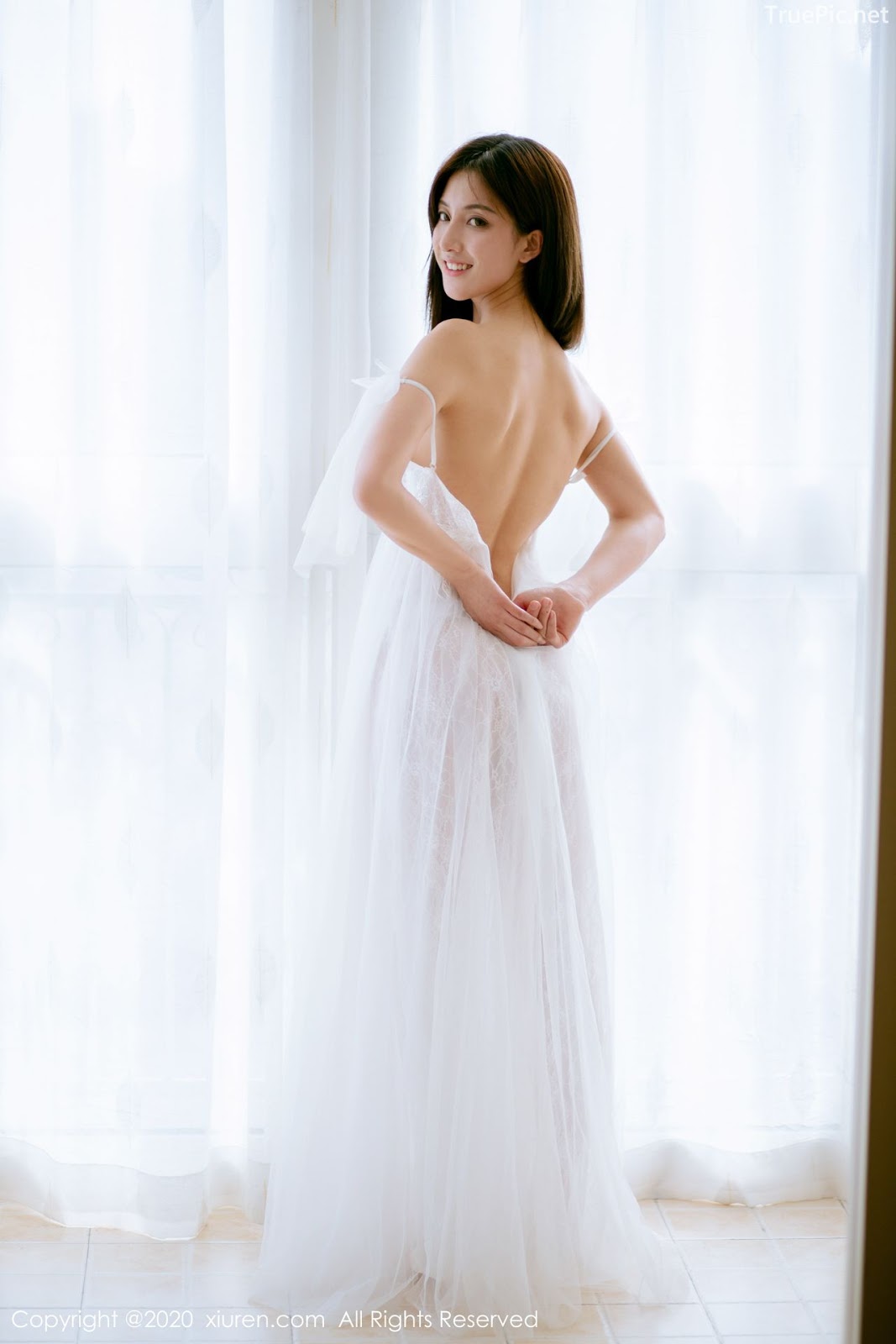 XIUREN No.1914 - Chinese model 林文文Yooki so Sexy with Transparent White Lace Dress - Picture 33