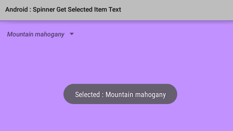 change spinner selected text color android