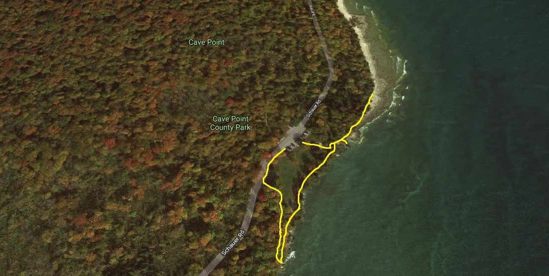 Cave Point County Park Trail Map Day Hiking Trails: Hike Walks Above Lake Michigan Sea Caves