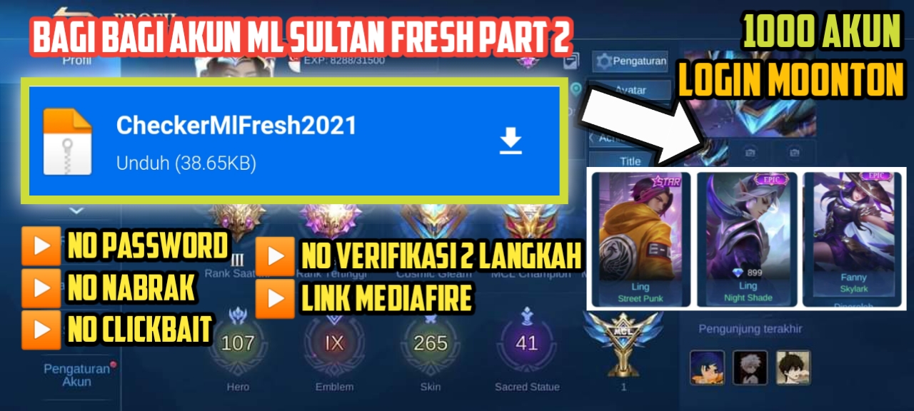 BAGI BAGI AKUN SULTAN MOBILE LEGENDS TERBARU 2021 PART II BAGI BAGI AKUN SULTAN MOBILE LEGENDS TERBARU 2021 PART II