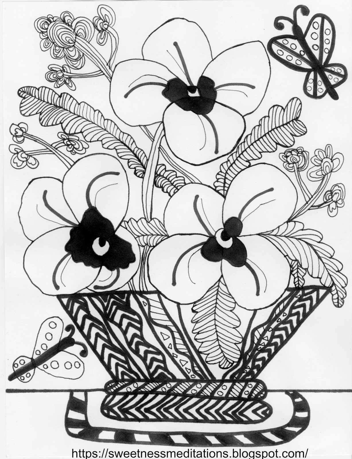 Sweetness Meditations: Free Pansy Coloring Pages
