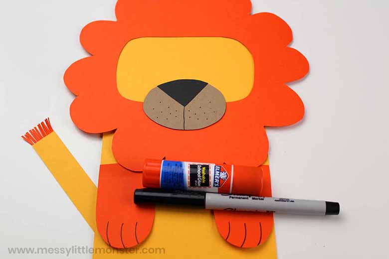Paper Bag Puppet Lion Craft Template Included! Messy Little Monster