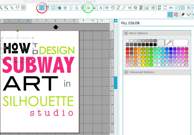 Silhouette Studio, subway art, change text color