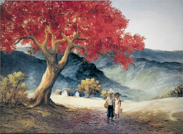 Plutarco Andujar — Landscape with flamboyan, 1960